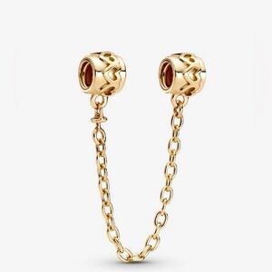PANDORA Authentic Hearts Safety Chain Charm 14k Gold Charm 759519C00-05 NEW NIB